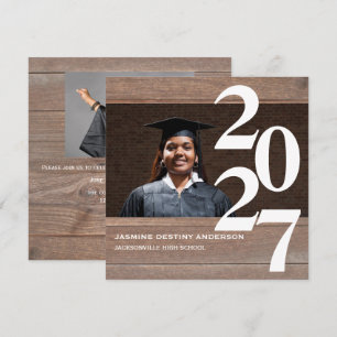 Wood & Large Numbers - Graduation Announcement
