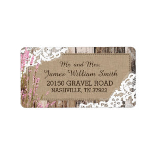 Wood Lavender and Lace Rustic Wedding Label