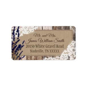 Wood Lavender and Lace Rustic Wedding Label