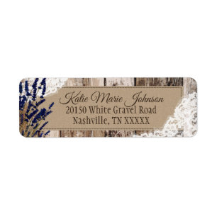 Wood Lavender and Lace Rustic Wedding Label Return Address Label