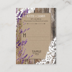 Wood Lavender and Lace Rustic Wedding Place Cards