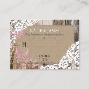Wood Lavender and Lace Rustic Wedding Place Cards