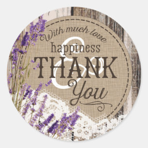 Wood Lavender Lace Rustic Country Wedding Label