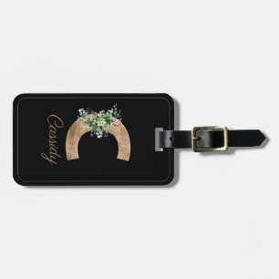 Wood letter monogram C Luggage Tag
