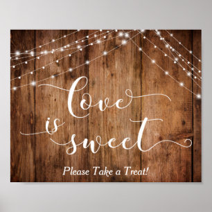 Wood & Lights Love is Sweet Wedding Dessert Sign