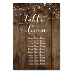 Wood & Lights Table Eleven with Guest Names Card
