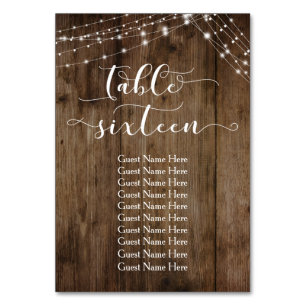 Wood & Lights Table Sixteen with Guest Names Card