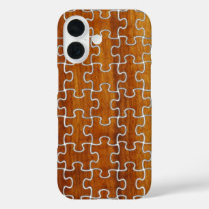 Wood like Puzzle pattern iPhone 16 Case