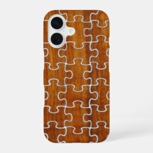 Wood like Puzzle pattern iPhone 16 Case