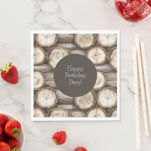 Wood Log Cabin Birthday Napkin