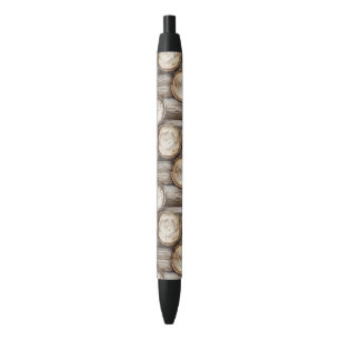 Wood Log Cabin Christmas Black Ink Pen