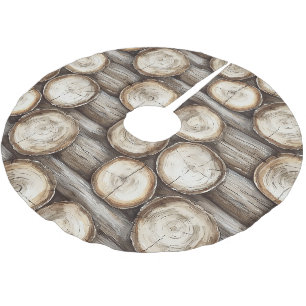 Wood Log Cabin Christmas Brushed Polyester Tree Skirt