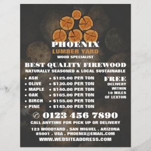 Wood Log Logo, Lumber/Timber/Wood Yard Advert Flyer