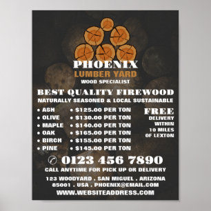 Wood Log Logo, Lumber/Timber/Wood Yard Advert Poster