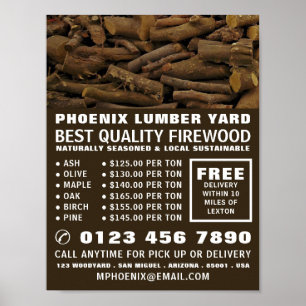 Wood Log Pile, Lumber/Timber/Wood Yard Advertising Poster