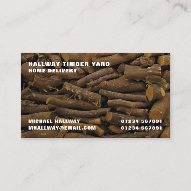 Wood Log Pile, Lumber/Timber/Wood Yard Business Card (Front)