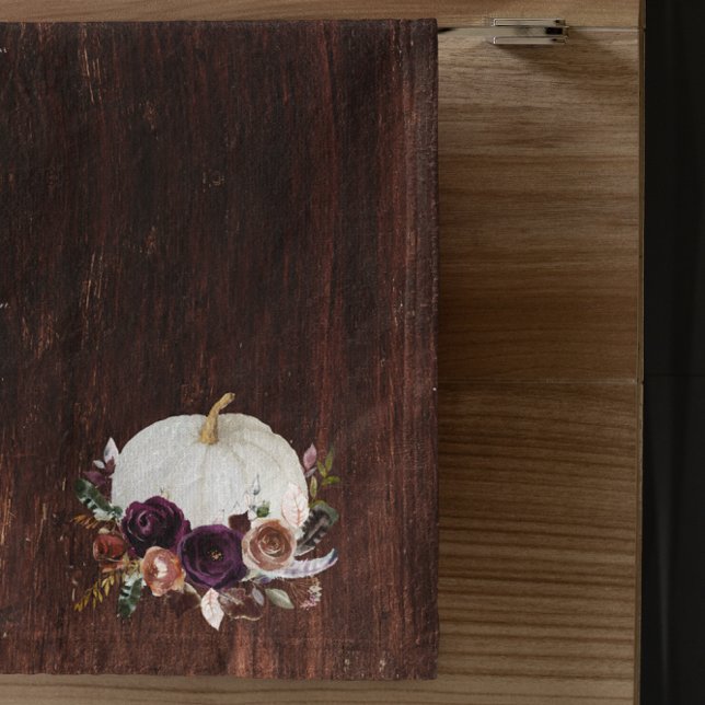 Wood look Autumn White Pumpkin Rustic  Bath Towel Set (Creator Uploaded)