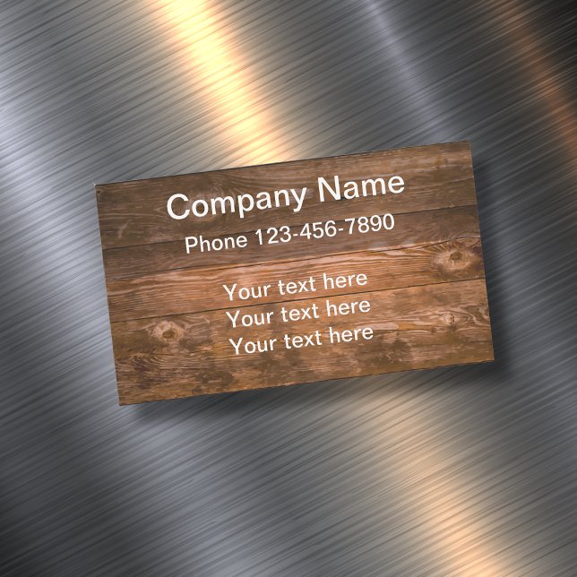Wood Look Background Business Design Magnetic Business Card (Creator Uploaded)