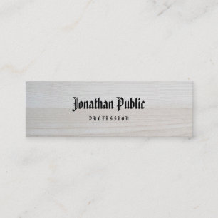 Wood Look Calligraphy Classic Old American Text Mini Business Card