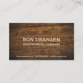Wood-Look Dark Brown Masculine Simple Understated Business Card
