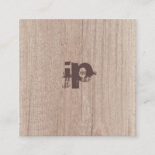 Wood Look Distressed Text Monogram Elegant Luxury Square Business Card
