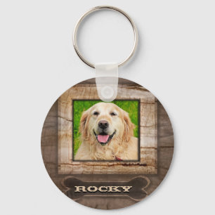 Wood Look Dog Memorial with Bone Key Ring