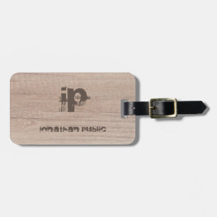 Wood Look Monogram Template Distressed Text Name Luggage Tag