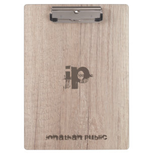 Wood Look Monogrammed Template Personalized Classy Clipboard