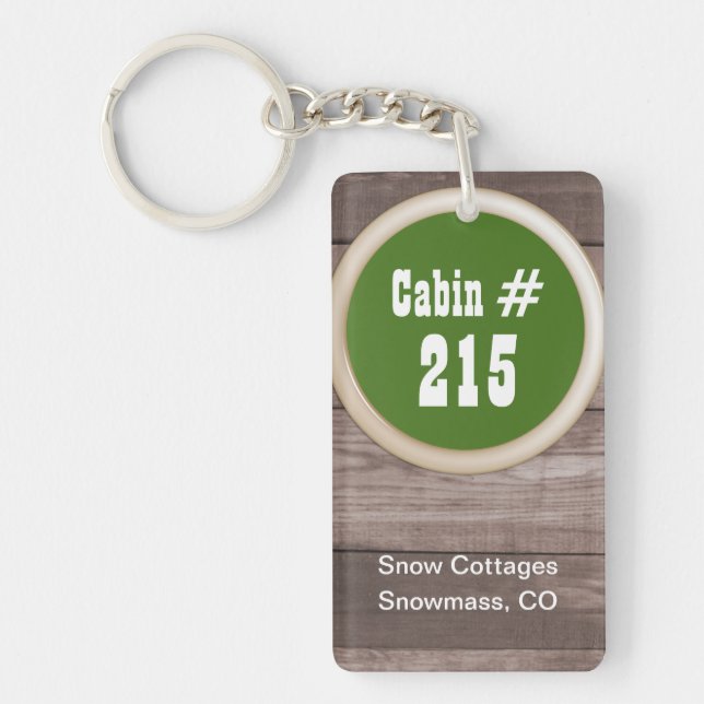 Wood Look Motel / Cabin Room Keychain (Front)