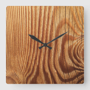 Wood Look Square Clock