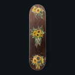 Wood Look Sunflower Floral Bouquet Skateboard<br><div class="desc">This design may be personalised by choosing the customise option to add text or make other changes. If this product has the option to transfer the design to another item, please make sure to adjust the design to fit if needed. Contact me at colorflowcreations@gmail.com if you wish to have this...</div>
