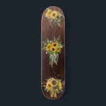 Wood Look Sunflower Floral Bouquet Skateboard<br><div class="desc">This design may be personalised by choosing the customise option to add text or make other changes. If this product has the option to transfer the design to another item, please make sure to adjust the design to fit if needed. Contact me at colorflowcreations@gmail.com if you wish to have this...</div>