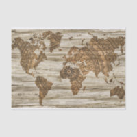 wood map tissue paper