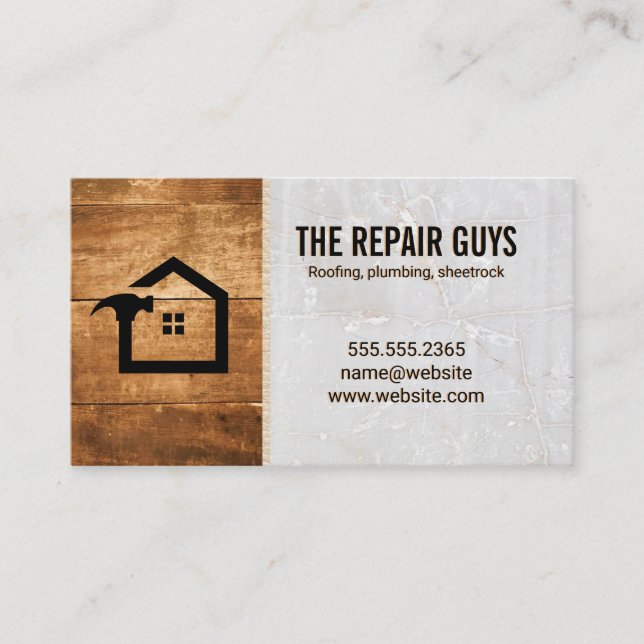 Wood Marble | Home Fixing Logo Business Card (Front)