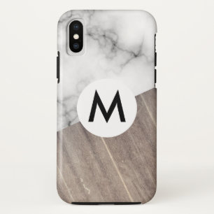 wood marble with monogram iPhone x case