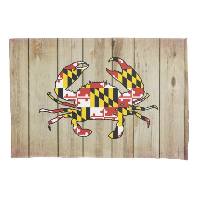 Wood Maryland crab standard pillow case (Front)