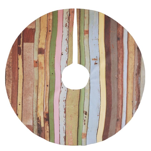 Wood Material: Vintage Wallpaper Texture Brushed Polyester Tree Skirt (Front)