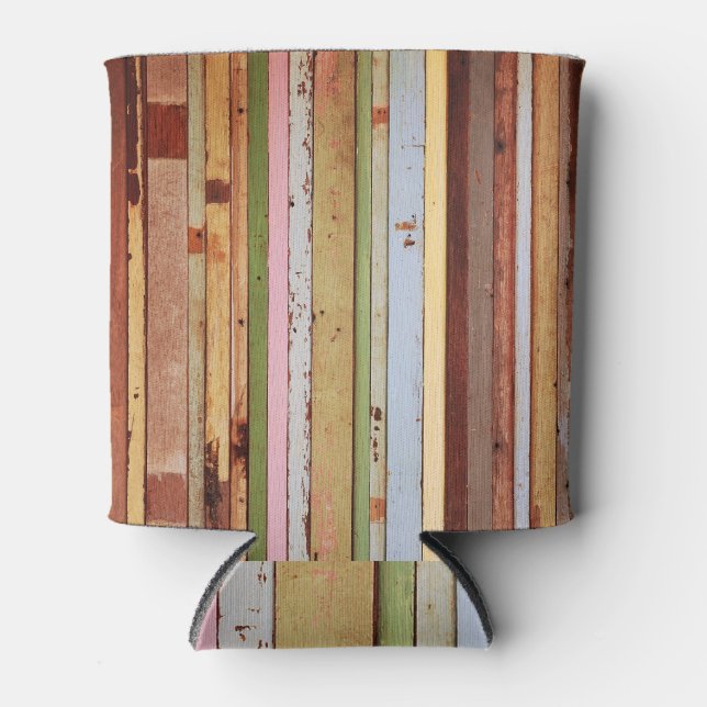 Wood Material: Vintage Wallpaper Texture Can Cooler (Front)