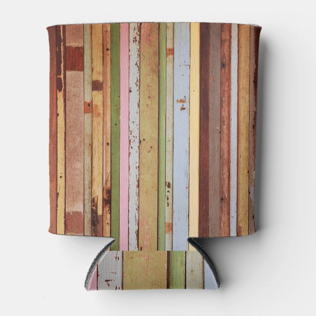 Wood Material: Vintage Wallpaper Texture Can Cooler (Front)