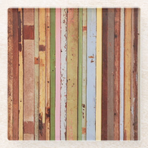 Wood Material: Vintage Wallpaper Texture Glass Coaster