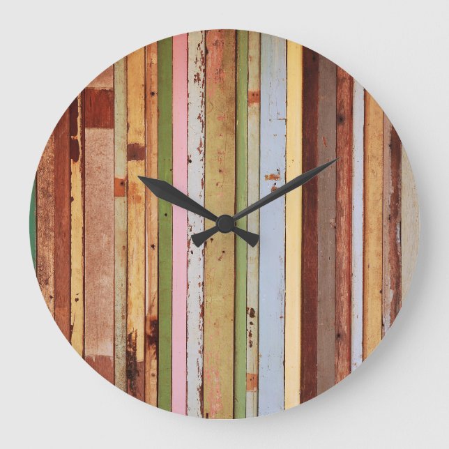 Wood Material: Vintage Wallpaper Texture Large Clock (Front)