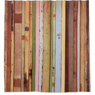 Wood Material: Vintage Wallpaper Texture Shower Curtain