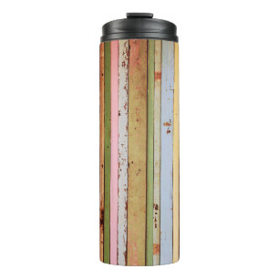Wood Material: Vintage Wallpaper Texture Thermal Tumbler
