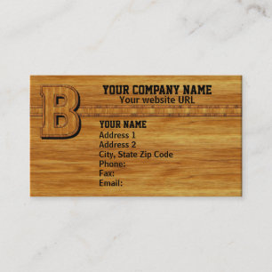 Wood Monogram B Business Card
