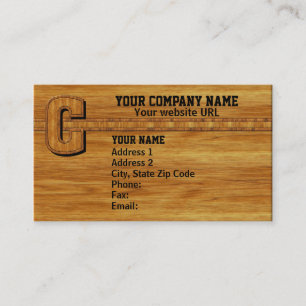 Wood Monogram C Business Card