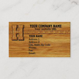 Wood Monogram H Business Card