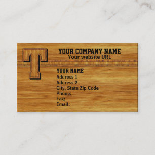Wood Monogram T Business Card