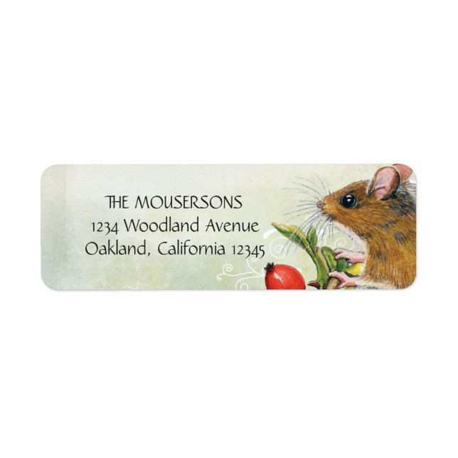 Wood Mouse & Berries Return Address Labels (Front)