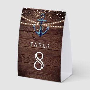 Wood Navy Anchor Nautical Wedding Table Number