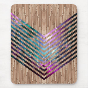 Wood nebula chevron mouse pad